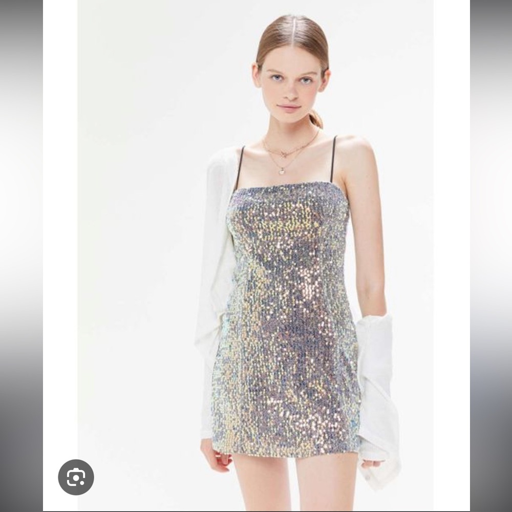 Urban Outfitters Holographic Sequin Mini Dress- S